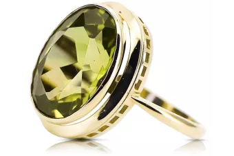 Yellow Peridot 14K Yellow gold Ring Vintage Jewlery vrc285y